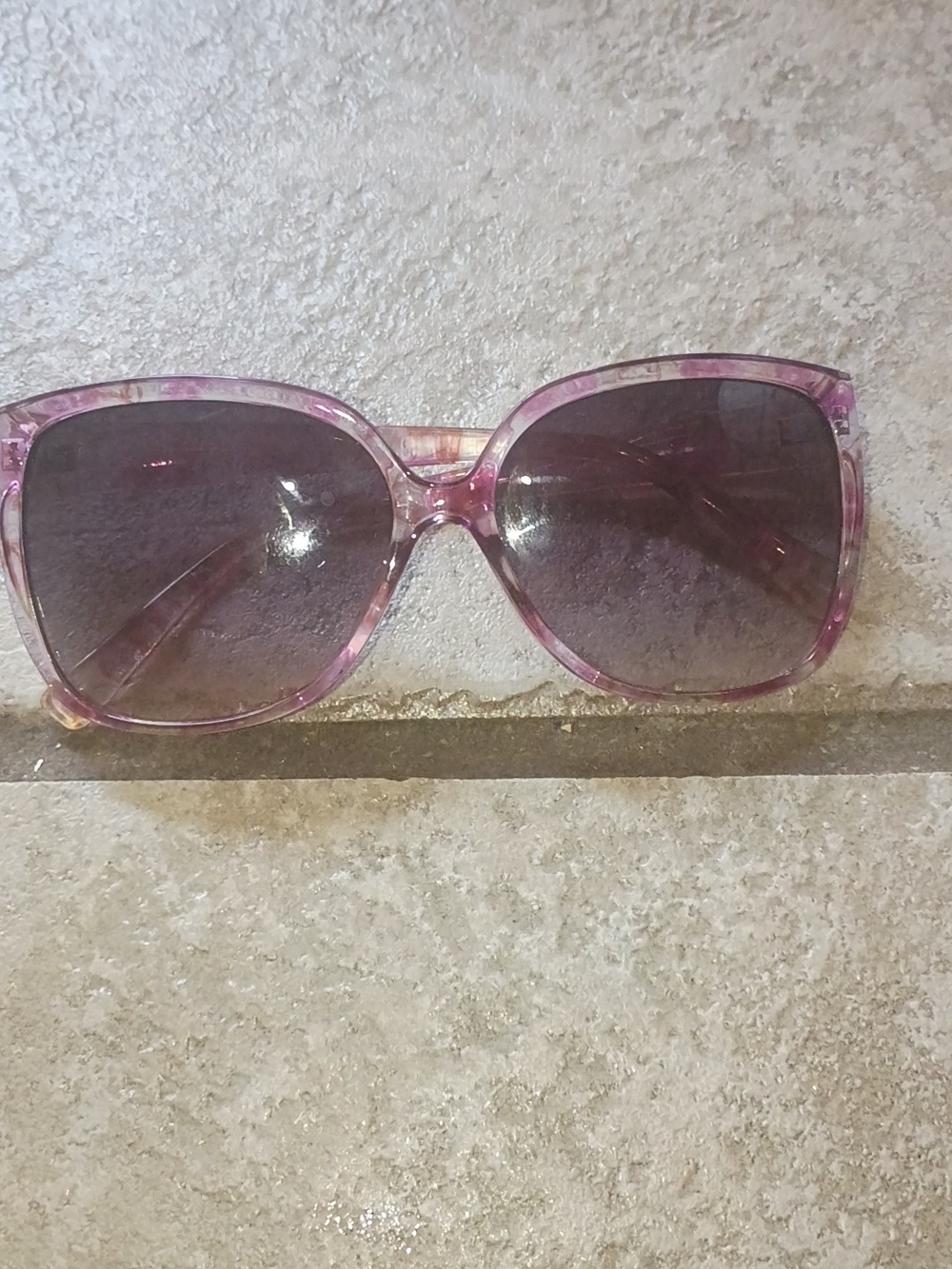 Foster Grant Pink Translucent Floral Oversized Sunglasses